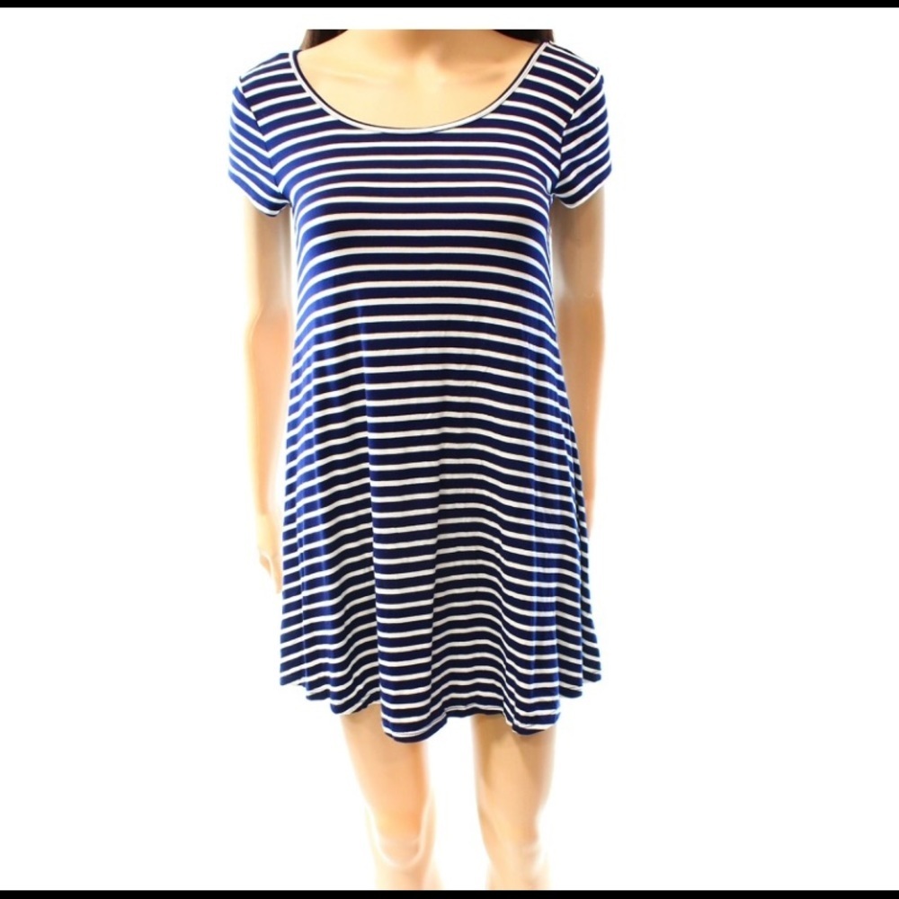 Lush Navy Blue Striped Dress